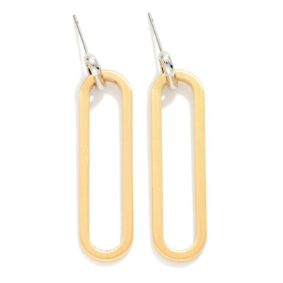 Gold Long Oval Earrings