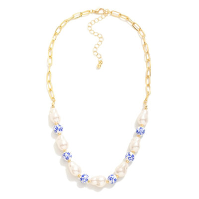 Gold Paperclip Chinoiserie Necklace