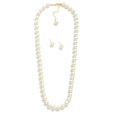 Pearl Necklace & Studs Set