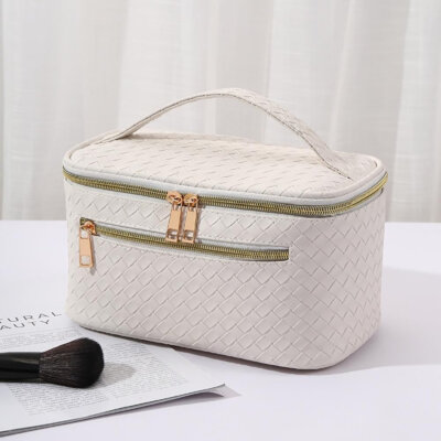 White Woven Makeup Case