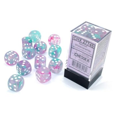 Chessex Nebula Wisteria/White 16mm d6 Dice Block – 12 Dice Set