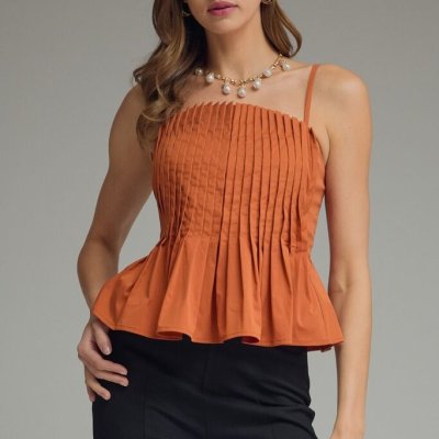 Pleated Cinnamon Top