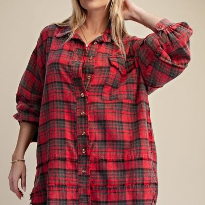 Mineral Wash Plaid Shirt