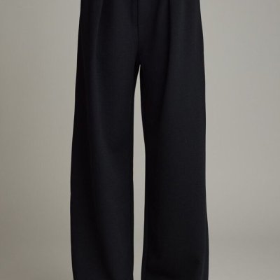Belted wide leg pants w/pleated front detail