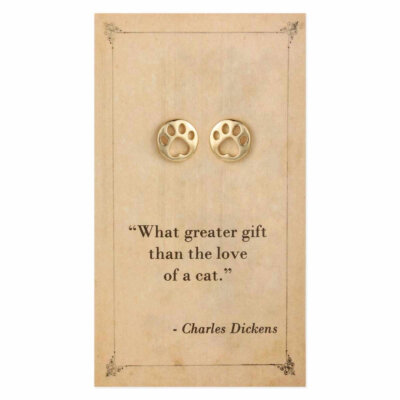 Literary Quote Earrings - Cat Paw
