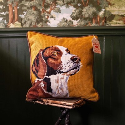 Hunting Dog Needlepoint Pillow