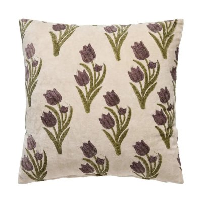 Ivory Tulip Block Print Pillow