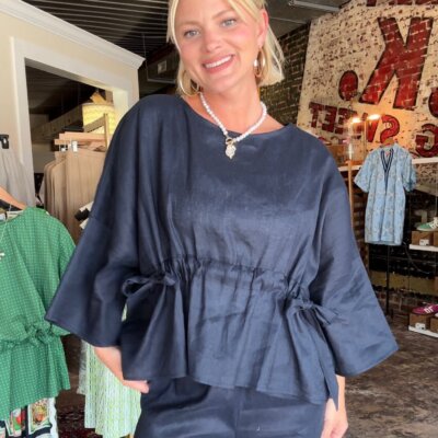 Navy Coast Linen Top