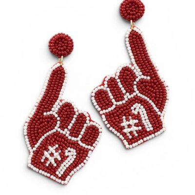#1 In Game Day Style Seed Bead Earrings - Crimson