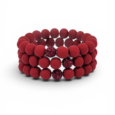 Stacking Up In Game Day Style Crimson Bracelet Set