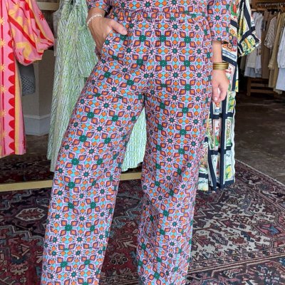Ivy Jane Popover Tile Printed Barrel Pants