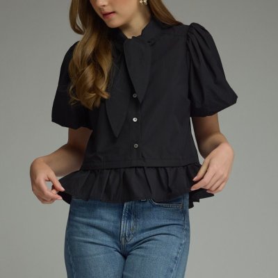 Iris Puff Sleeve Top Black