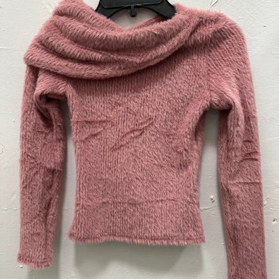 Dusty Pink fuzzy Shoulder Wrap Top