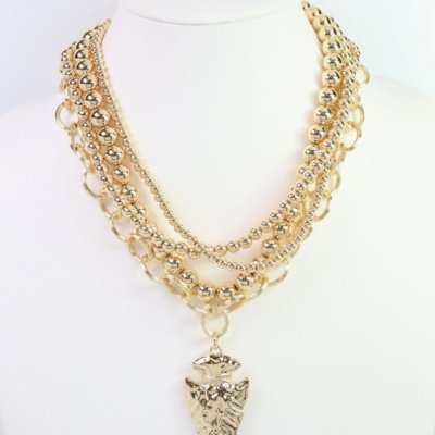 Bree Beaded Layered Necklace - Arrowhead