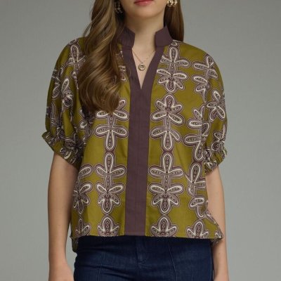 Martini Olive V-Neck Top