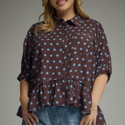 Polka-Dot Ruffle Hem Top