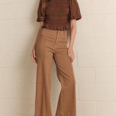 High Rise Wide Leg Pant - MOCHA