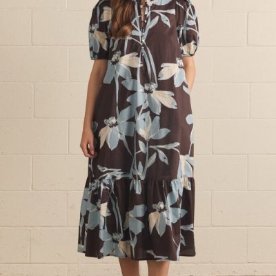 Floral Puff Sleeve Middi