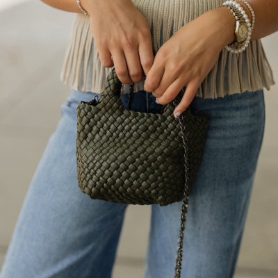 Olive Braided Clutch