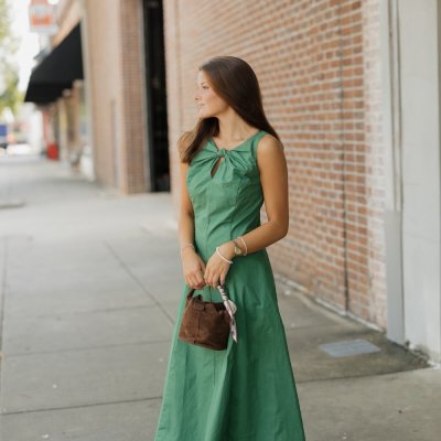 Pauline Green Keyhole Knot Midi Dress