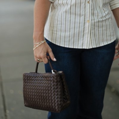 Nova Woven Top Handle Bag - Chocolate