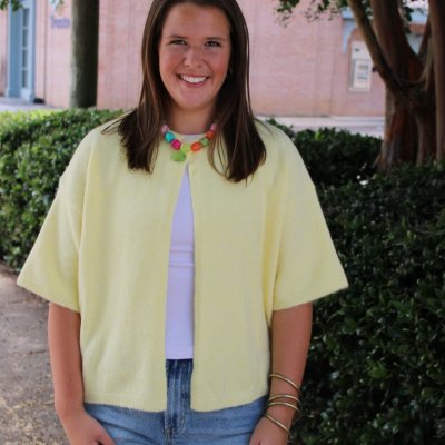 One Button Yellow Cardigan