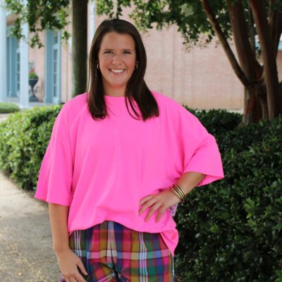 Pink/Navy Plaid Ruffle Shorts