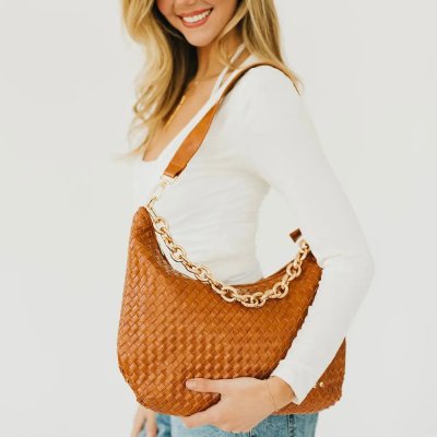 Brown Sienna Slouchy Woven Shoulder Bag - Top Seller