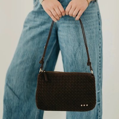 Suede Harper Hobo Shoulder Bag Chocolate