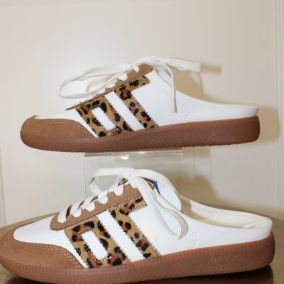 Easter in White Leopard Backless Sneakers