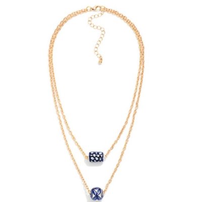 Painted Porcelain Layered Chain Link Necklace