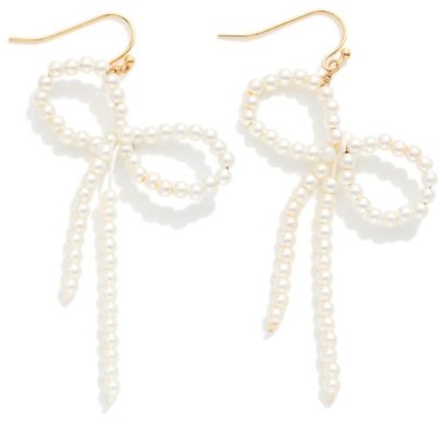Pearl Bow Drop Earrings