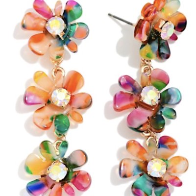 Linked Marbled Flower Earrings