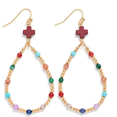 Cross Detail Drop Earrings