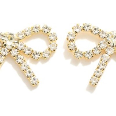 Rhinestone Bow Stud Earrings
