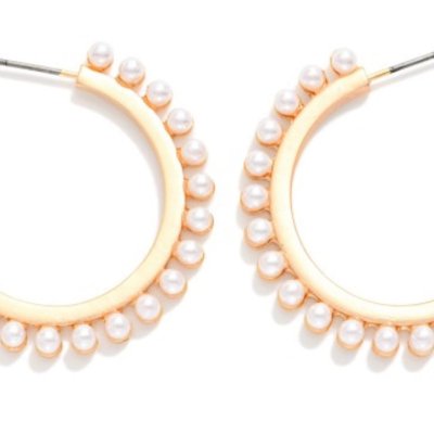 Flat Metal Pearl Hoops
