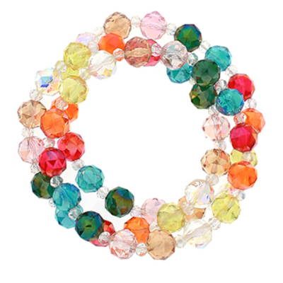 Multicolored Glass Beaded Bracelet Set (3)