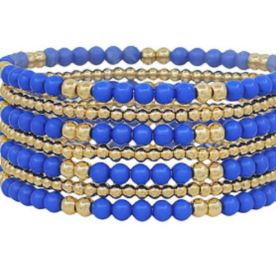Royal Blue & Gold Beaded Bracelet Set (7)