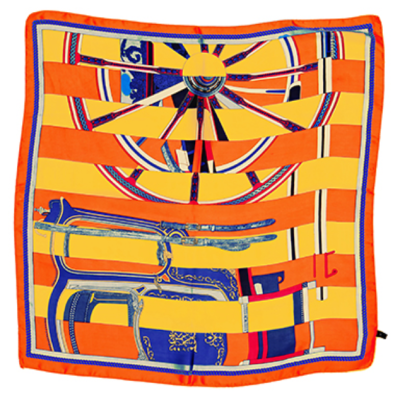 Orange Wheel & Belt Silky Bandana