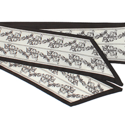 Black & White Flowers Twilly Scarf
