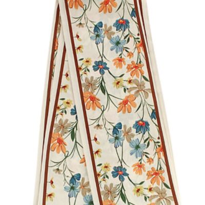 Ivory Floral Narrow Scarf