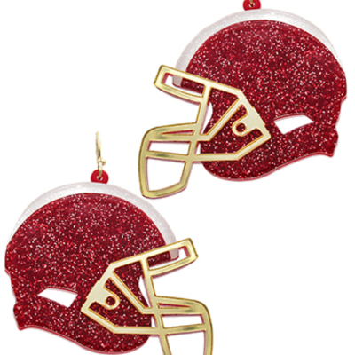 Red Football Helmet Glitter Earrings