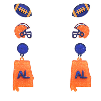 Orange & Blue State Football Earrings