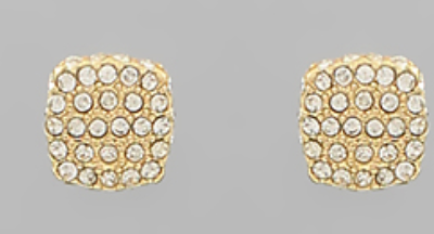 Gold Crystal Cube Earrings