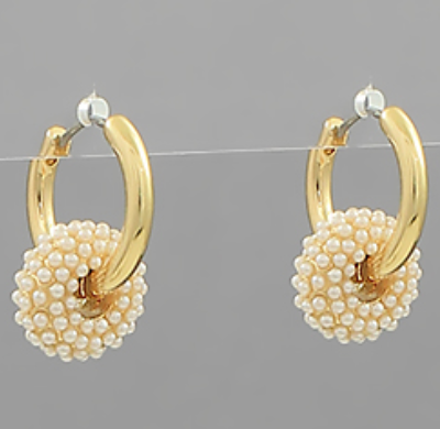 Gold Beaded Donut Hoops