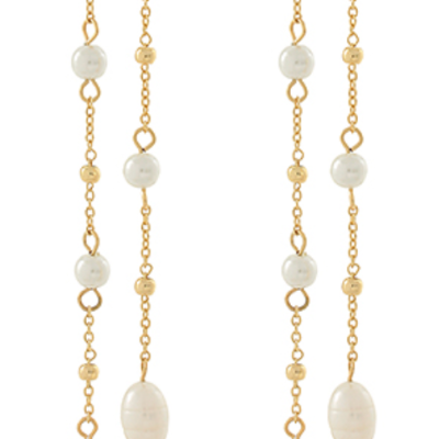 Gold Pearl Double Earrings