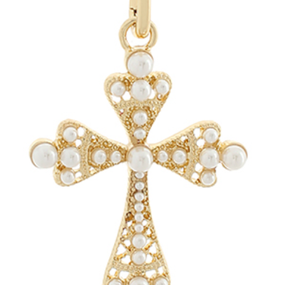 Pearl Byzantine Cross Charm