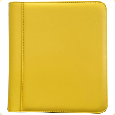 Generic 4-Pocket Zippered Toploader Binder - Leatherette Yellow (Holds 128)