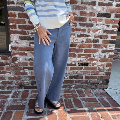 High Rise Palazzo- Slate Blue