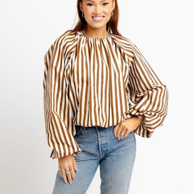 Chocolate Stripe Bubble Blouse